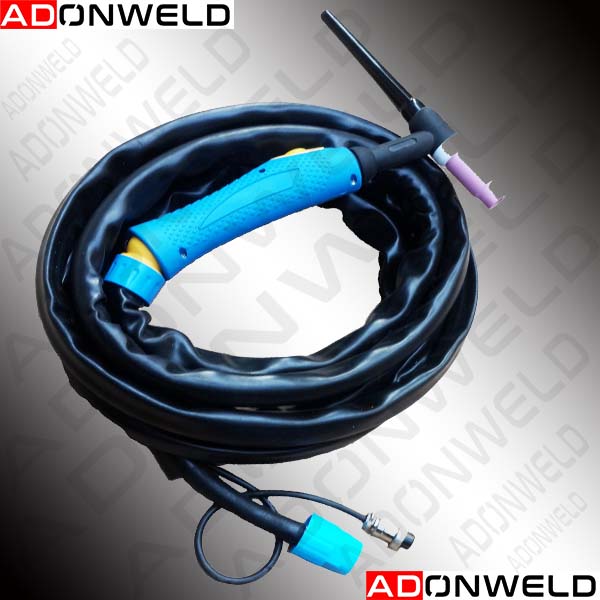 WP 26V gas-cooled TIG torch dealer in India – 200 amp air-cooled TIG welding torch for stainless steel, mild steel, and aluminum fabrication.