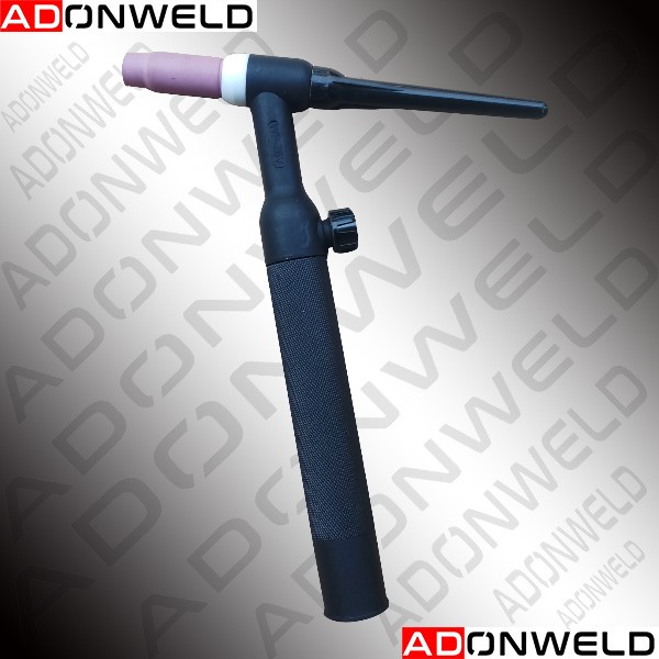 Inverter TIG Welding Torch WP-26V with Gas Control Knob – gas-cooled TIG torch for stainless steel, aluminum, and mild steel fabrication.