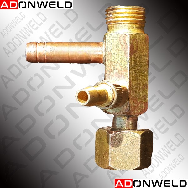 Inverter TIG Welding Machine Water and Gas Flow Connector – brass connector for water-cooled TIG torches ensuring efficient coolant and gas flow in TIG 200, TIG 300, and TIG 400 machines.